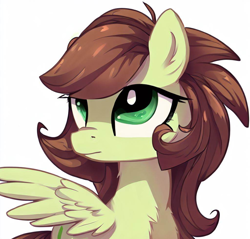 Size: 1024x978 | Tagged: safe, imported from derpibooru, prompter:calus, oc, oc only, oc:brash, pegasus, pony, ai content, ai generated, chest fluff, female, mare, pegasus oc, simple background, solo, white background