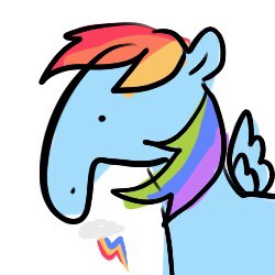 Size: 250x250 | Tagged: safe, artist:violet_drawss, imported from derpibooru, rainbow dash, pony, 1000 hours in ms paint, long nose, satire, simple background, stylistic suck, white background, wings