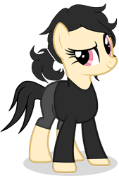 Size: 1798x2664 | Tagged: safe, artist:edy_january, edit, imported from derpibooru, vector edit, oc, oc only, oc:ashley, oc:leyley, earth pony, pony, base, base used, clothes, free to use, goth, gothic, link in description, pants, parody, parody characther, red eyes, short pants, simple background, solo, steam (software), sweater, the coffin of andy and leyley, transparent background, vector, vector used