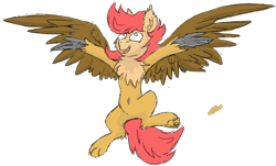 Size: 1025x621 | Tagged: safe, artist:pzkratzer, imported from derpibooru, oc, oc only, oc:ponygriff, hybrid, belly, belly button, bipedal, flockmod, flying, male, ponygriff, simple background, sketch, solo, transparent background