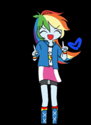 Size: 466x640 | Tagged: safe, artist:rainn__1026, imported from derpibooru, rainbow dash, human, equestria girls, animated, black background, dancing, gif, heart, needy streamer overload, simple background, smiling, solo