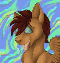 Size: 1915x2000 | Tagged: safe, artist:galaxylatte, imported from derpibooru, oc, pegasus, pony, animated, commission, control, crazy eyes, gif, hypno eyes, hypnosis, hypnotized, psychedelic, solo, swirly eyes, tongue out, ych result