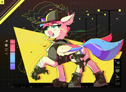 Size: 4500x3300 | Tagged: safe, artist:pedalspony, imported from derpibooru, oc, oc only, oc:pedals, pegasus, boots, butt, clothes, collar, cyberpunk, dock, dock piercing, drug use, drugs, ear piercing, error, glitch, gun, handgun, hoodie, knife, mechanical hands, piercing, pistol, plot, shoes, smoke, smoking, tail, tail piercing, weapon, wrist wraps