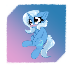 Size: 2000x2000 | Tagged: safe, artist:jubyskylines, imported from derpibooru, trixie, pony, unicorn, blushing, cute, diatrixes, female, gradient background, mare, passepartout, solo