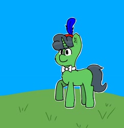 Size: 2007x2067 | Tagged: safe, artist:realjoel_456, imported from derpibooru, oc, pony, unicorn, bowtie, feathered hat, hat, no cutie marks yet, solo