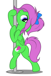 Size: 3642x5460 | Tagged: safe, artist:equestria secret guard, imported from derpibooru, oc, oc only, oc:zippy sparkz, pegasus, pony, butt, female, jewelry, looking at you, mare, pegasus oc, plot, pole, pole dancing, sexy, simple background, stripper pole, transparent background