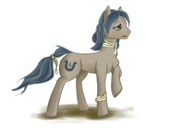 Size: 800x600 | Tagged: safe, artist:taffy, imported from derpibooru, oc, oc only, oc:river bend, earth pony, pony, fallout equestria, arm wraps, bandage, female, lidded eyes, mare, neck wraps, open mouth, raised hoof, simple background, solo, tail, tail wrap, transparent background