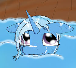 Size: 1900x1700 | Tagged: safe, artist:the crystal artist, derpibooru exclusive, imported from derpibooru, trixie, pony, unicorn, calm, cute, diatrixes, dilated pupils, female, happy, looking up, mare, shading, shiny, smiling, solo, water, wet, wet mane