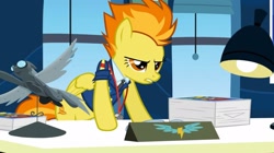 Size: 2160x1210 | Tagged: safe, imported from derpibooru, screencap, spitfire, pegasus, pony, wonderbolts academy, angry, annoyed, autograph, clothes, desk, drill sergeant, female, lamp, mare, necktie, needs more jpeg, office, solo, spitfire's office, suit, uniform, whistle, whistle necklace, window, wonderbolts, wonderbolts dress uniform