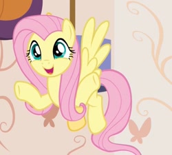 Size: 1157x1041 | Tagged: safe, imported from derpibooru, screencap, fluttershy, pegasus, pony, discordant harmony, cropped, cute, female, flying, happy, mare, shyabetes, solo, spread wings, wings
