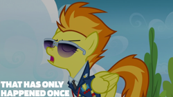 Size: 1920x1080 | Tagged: safe, edit, edited screencap, editor:quoterific, imported from derpibooru, screencap, spitfire, top bolt, clothes, drill sergeant, female, mare, necktie, solo, suit, sunglasses, uniform, whistle necklace, wonderbolts dress uniform