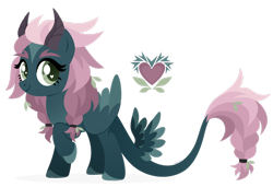 Size: 1920x1317 | Tagged: safe, artist:kabuvee, imported from derpibooru, oc, oc:thornheart, pegasus, female, horns, mare, quadrupedal, simple background, solo, tail wings, transparent background