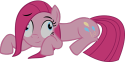 Size: 1350x667 | Tagged: safe, artist:retroponybro, imported from derpibooru, pinkie pie, earth pony, pony, crazy face, derp, faic, female, full body, insanity, long mane, lying down, mare, pinkamena diane pie, simple background, solo, transparent background, vector
