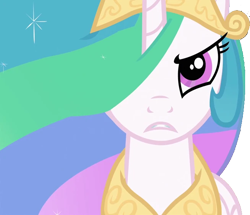 Size: 654x563 | Tagged: safe, edit, edited screencap, imported from derpibooru, screencap, princess celestia, alicorn, pony, a canterlot wedding, princess twilight sparkle (episode), angry, background removed, celestia is not amused, crown, female, folded wings, frown, game face, jewelry, mare, not a vector, peytral, regalia, simple background, stern, teeth, transparent background, unamused, wings