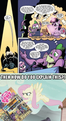 Size: 500x911 | Tagged: safe, artist:andypriceart, edit, edited screencap, idw, imported from derpibooru, screencap, applejack, fluttershy, spike, twilight sparkle, dragon, pony, unicorn, the cutie map, female, gigachad, gigachad spike, male, mare, meme, older, older spike, op can't let go, op is a duck, stallion, text, the good the bad and the ponies, uh oh, unicorn twilight, winged spike, wings