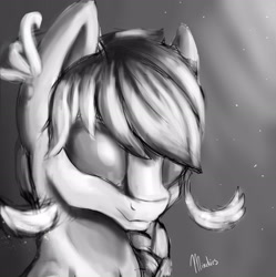 Size: 2443x2455 | Tagged: safe, artist:minckies, imported from derpibooru, oc, oc only, earth pony, pony, bust, earth pony oc, grayscale, monochrome, signature, solo