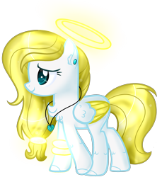 Size: 2389x2604 | Tagged: safe, artist:angellightyt, imported from derpibooru, oc, oc only, oc:angel light, pegasus, pony, base used, colored wings, ear piercing, eyelashes, female, halo, jewelry, mare, necklace, pegasus oc, piercing, simple background, smiling, solo, transparent background, two toned wings, wings