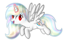 Size: 1795x1141 | Tagged: safe, artist:angellightyt, imported from derpibooru, oc, oc only, oc:white rainbow, alicorn, pony, alicorn oc, base used, eyelashes, flying, glowing, glowing horn, horn, multicolored hair, rainbow hair, simple background, smiling, solo, transparent background, wings