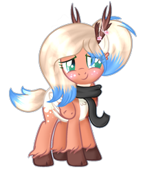 Size: 969x1167 | Tagged: safe, artist:angellightyt, imported from derpibooru, oc, oc only, oc:flower blossom, deer, pegadeer, pony, base used, clothes, colored wings, scarf, simple background, smiling, solo, transparent background, two toned wings, unshorn fetlocks, wings