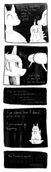 Size: 800x2665 | Tagged: safe, artist:darkhestur, imported from derpibooru, oc, oc:dark, black and white, comic, dialogue, grayscale, monochrome, multiple ponies, speech bubble, strip, talking, text, vent art