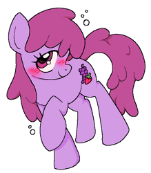 Size: 550x628 | Tagged: safe, artist:muffinz, imported from derpibooru, berry punch, berryshine, earth pony, pony, blushing, bubble, drunk, drunk bubbles, female, go home you're drunk, mare, simple background, solo, tipsy, white background