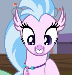 Size: 370x386 | Tagged: safe, imported from derpibooru, screencap, silverstream, classical hippogriff, hippogriff, school raze, season 8, spoiler:s08, cropped, cute, diastreamies, female, happy, jewelry, smiling, solo