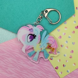 Size: 2048x2049 | Tagged: safe, artist:spacekitsch, imported from derpibooru, kerfuffle, pegasus, pony, amputee, cute, female, fufflebetes, heart, irl, keychain, mare, merchandise, photo, prosthetic leg, prosthetic limb, prosthetics, selling, solo, spread wings, unshorn fetlocks, wings