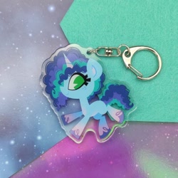 Size: 400x400 | Tagged: safe, artist:spacekitsch, imported from derpibooru, pony, unicorn, coat markings, cute, female, freckles, g5, irl, keychain, mare, merchandise, misty brightdawn, mistybetes, pale belly, photo, selling, socks (coat markings), solo, unshorn fetlocks