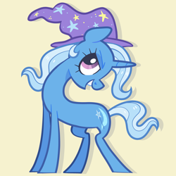 Size: 5000x5000 | Tagged: safe, artist:pilesofmiles, imported from derpibooru, trixie, pony, unicorn, clothes, female, hat, mare, simple background, solo, trixie's hat, yellow background