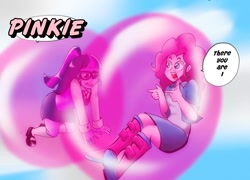 Size: 1000x718 | Tagged: safe, artist:rahmanguntur, imported from derpibooru, pinkie pie, sci-twi, twilight sparkle, human, equestria girls, friendship games, bubble, bubble solution, bubblegum, duo, floating, food, gum, in bubble, pinkie being pinkie, pinkie pie trapped in a bubble, sky, twilight sparkle is not amused, unamused