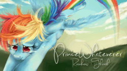 Size: 1280x720 | Tagged: safe, artist:chocori, artist:princewhateverer, imported from derpibooru, rainbow dash, pegasus, pony, 2013, animated, artifact, brony music, crying, female, flying, link in description, lyrics, lyrics in the description, mare, messy mane, music, nostalgia, rainbow, rainbow trail, solo, song, sound, text, video, webm, youtube link, youtube video