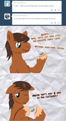 Size: 720x1318 | Tagged: safe, artist:jitterbug-cafe, imported from derpibooru, oc, oc:dusty (jitterbug-cafe), pony, floppy ears, male, solo, stallion, tumblr:jitterbug cafe