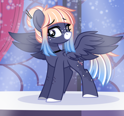 Size: 2444x2284 | Tagged: safe, artist:emberslament, imported from derpibooru, oc, oc only, oc:kimono silk, pegasus, pony, choker, coat markings, female, freckles, gradient mane, hair bun, heart, heart eyes, mare, pegasus oc, spread wings, wingding eyes, wings