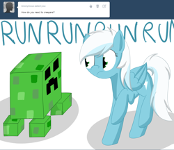 Size: 1280x1104 | Tagged: safe, artist:ask-fleetfoot, imported from derpibooru, fleetfoot, pony, ask-fleetfoot, creeper, crossover, minecraft, quadrupedal, shadow, simple background, solo