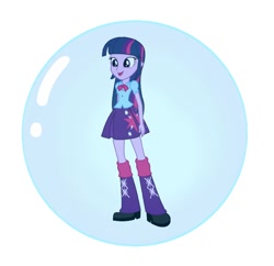 Size: 720x696 | Tagged: safe, artist:twilirity, edit, imported from derpibooru, twilight sparkle, alicorn, human, equestria girls, equestria girls (movie), absurd resolution, bubble, clothes, female, in bubble, leg warmers, open mouth, pleated skirt, shoes, simple background, skirt, solo, transparent background, twilight sparkle (alicorn), vector, white background