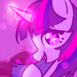 Size: 2300x2300 | Tagged: safe, artist:rily, imported from derpibooru, twilight sparkle, pony, unicorn, female, magic, purple eyes, simple background, smiling, solo, sparkling, stars