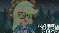 Size: 1920x1080 | Tagged: safe, edit, edited screencap, editor:quoterific, imported from derpibooru, screencap, applejack, human, equestria girls, inclement leather, solo