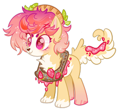 Size: 2640x2404 | Tagged: safe, artist:anno酱w, imported from derpibooru, oc, oc only, dog, dog pony, hybrid, original species, base used, bow, bread, chest fluff, food, heart, heart eyes, jam, paws, puppy, short hair, simple background, solo, strawberry, toast, transparent background, wingding eyes