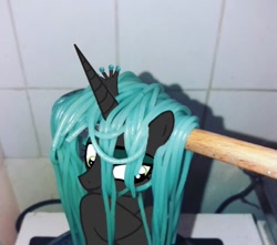 Size: 1080x954 | Tagged: safe, imported from derpibooru, queen chrysalis, pony, food, irl, noodles, photo, ponies in real life