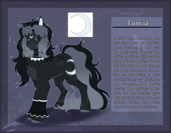 Size: 4500x3500 | Tagged: safe, artist:lunciakkk, imported from derpibooru, oc, unicorn, female, moon, reference sheet, solo, story included