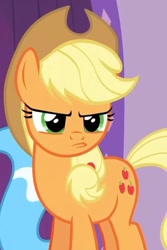 Size: 746x1119 | Tagged: safe, imported from derpibooru, screencap, applejack, pegasus, pony, applejack's "day" off, angry, annoyed, applejack is best facemaker, applejack is not amused, applejack's hat, cowboy hat, cute, cute face, female, hat, jackabetes, madorable, mare, solo, spa, unamused