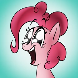 Size: 1800x1800 | Tagged: safe, artist:notfocks, imported from derpibooru, pinkie pie, earth pony, pony, big eyes, big smile, bust, cute, diapinkes, female, gradient background, happy, mare, open mouth, open smile, smiling, solo