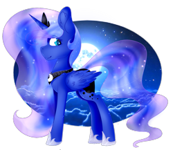 Size: 1089x945 | Tagged: safe, artist:angellightyt, artist:melodysweetheart, imported from derpibooru, princess luna, pony, collaboration, ethereal mane, eyelashes, female, full moon, hoof shoes, mare, moon, peytral, simple background, smiling, solo, transparent background