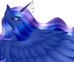 Size: 2400x2000 | Tagged: safe, alternate version, artist:angellightyt, artist:minelvi, imported from derpibooru, princess luna, pony, collaboration, eyelashes, female, horn, horn jewelry, jewelry, mare, simple background, solo, stars, transparent background