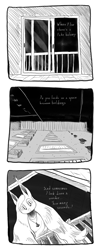 Size: 800x2006 | Tagged: safe, artist:darkhestur, imported from derpibooru, oc, oc:dark, anthro, bat pony, balcony, bat pony oc, building, comic, depression, grayscale, inner dialogue, looking down, monochrome, perspective, solo, strip, suicidal ideation, text, vent art, window