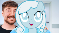 Size: 1280x720 | Tagged: safe, artist:sfs animation, edit, imported from derpibooru, oc, oc:snowdrop, human, pegasus, irl, irl human, mrbeast, photo, we are going to hell