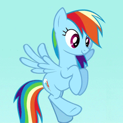 Size: 250x250 | Tagged: safe, imported from derpibooru, screencap, rainbow dash, pegasus, pony, animated, blue background, cropped, cute, dashabetes, episode needed, female, flying, gif, loop, mare, simple background, solo