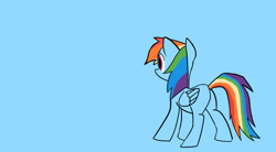 Size: 1264x700 | Tagged: safe, artist:mcdashin, imported from derpibooru, rainbow dash, pegasus, pony, blue background, butt, cyan background, plot, rainbutt dash, simple background, solo, wallpaper