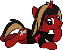 Size: 1047x848 | Tagged: safe, artist:lightningbolt, derpibooru exclusive, imported from derpibooru, pony, unicorn, .svg available, all time low, clothes, draw me like one of your french girls, dyed mane, dyed tail, horn, jack barakat, lidded eyes, looking at you, male, ponified, shirt, show accurate, simple background, solo, stallion, svg, t-shirt, tail, transparent background, vector