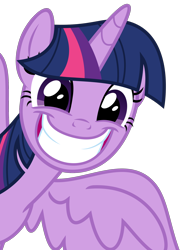 Size: 1466x2009 | Tagged: safe, artist:sketchmcreations, imported from derpibooru, twilight sparkle, alicorn, pony, the last problem, big grin, female, grin, happy, mare, simple background, smiling, solo, spread wings, transparent background, twilight sparkle (alicorn), vector, wings